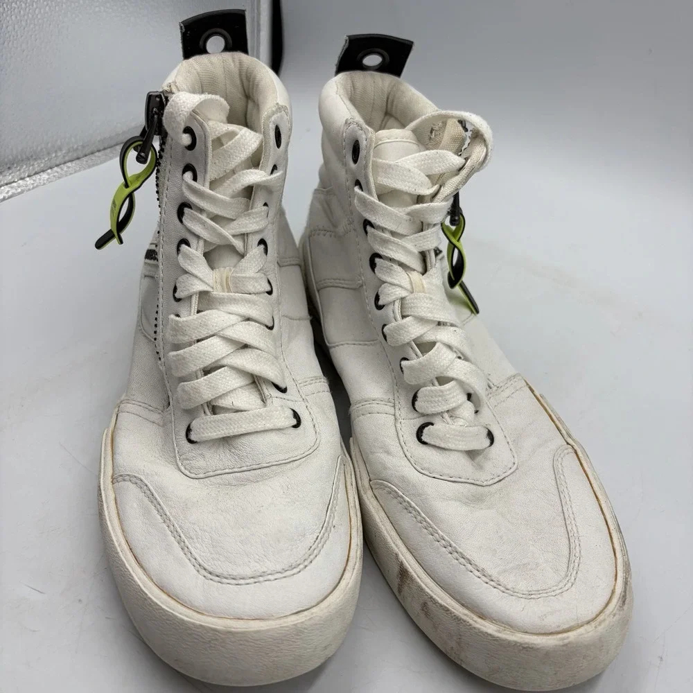 Diesel S-Dvelows Men's White Leather High Top Sneakers Shoes Size 40 US 7.5